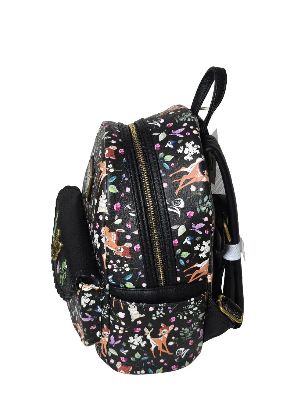 Disney Parks Loungefly Bambi AOP Black Floral Mini Backpack NWT